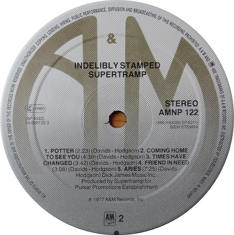 Supertramp  Indelibly Stamped nl : LP B